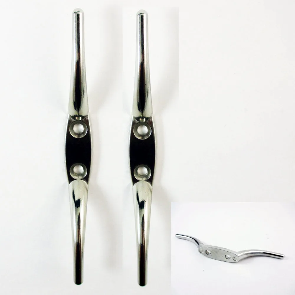 2 Pc Rope Cleat Stainless Steel 6" Boat Dock Deck Marine Yacht Line Flag Anchor