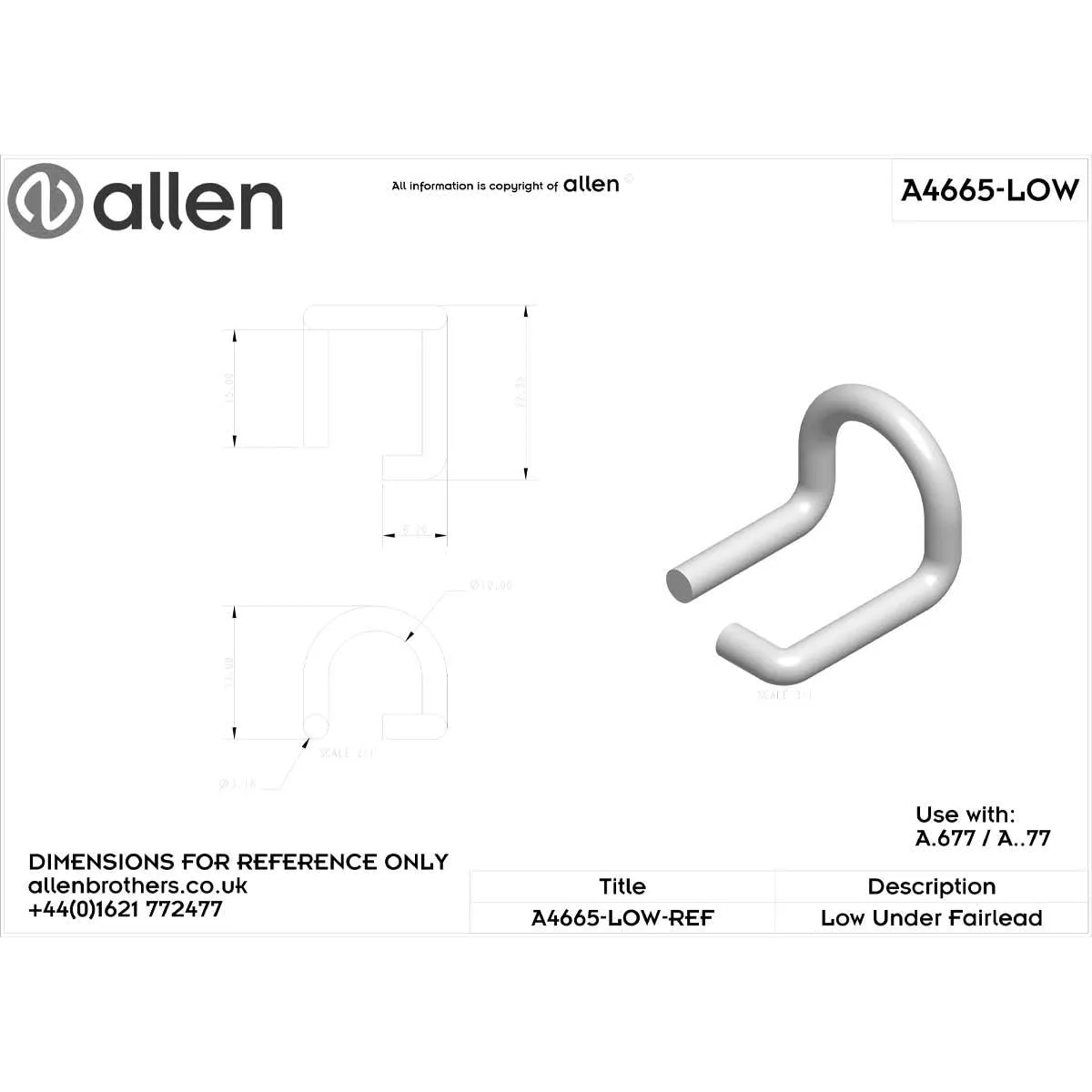 Allen Stainless Steel Wire Under Fairlead Small And Low