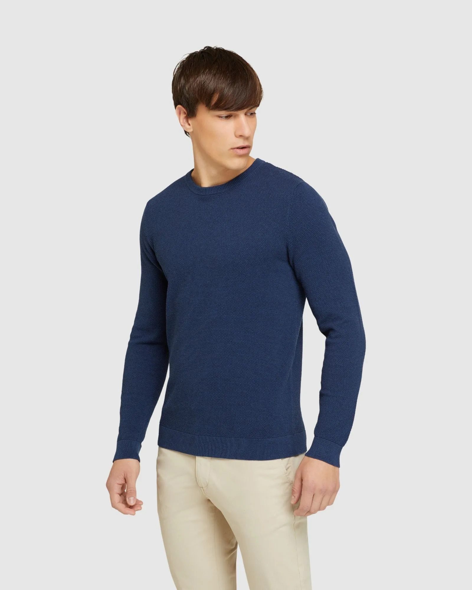 Arlo Textured Cotton Crew Neck Knit