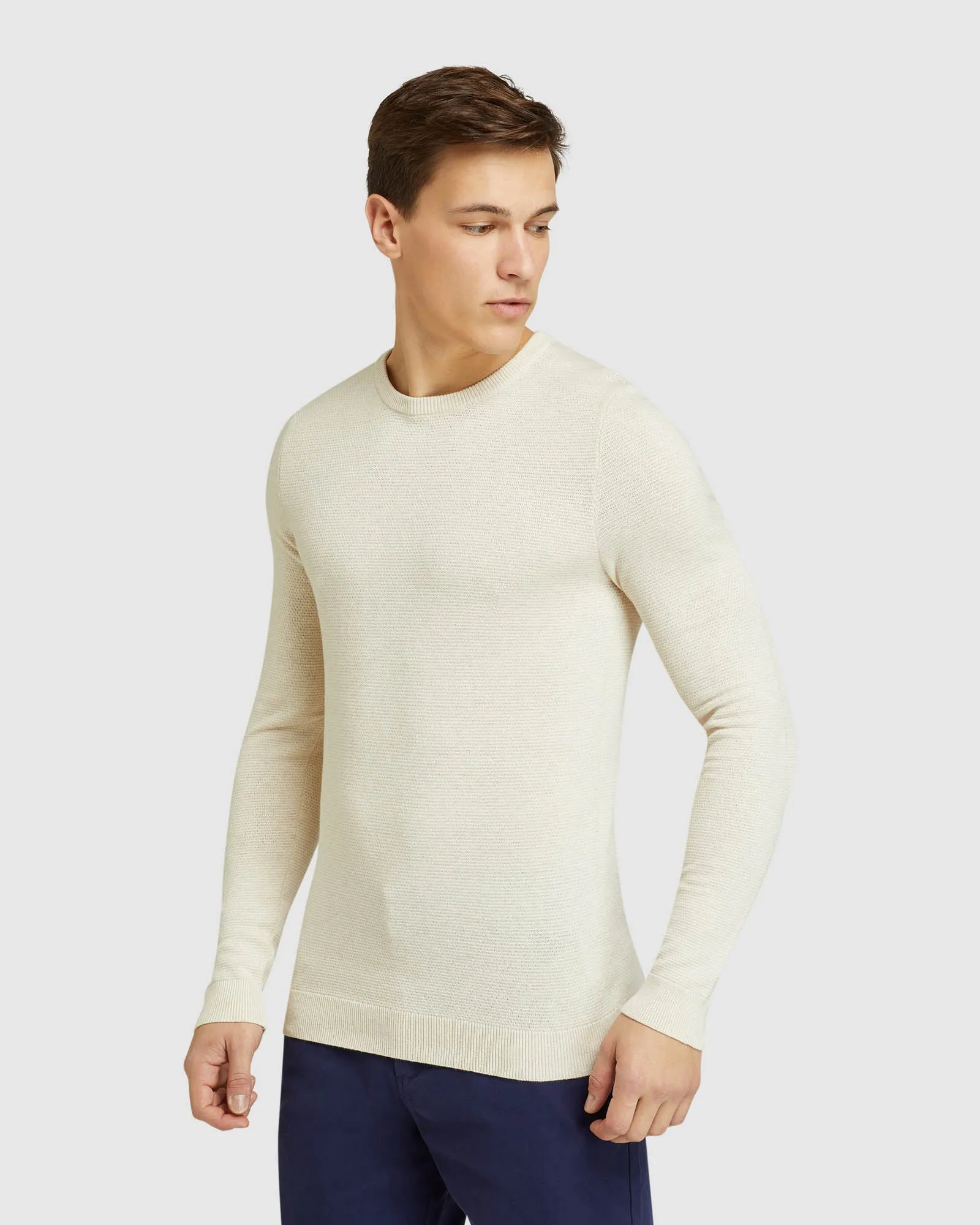 Arlo Textured Cotton Crew Neck Knit