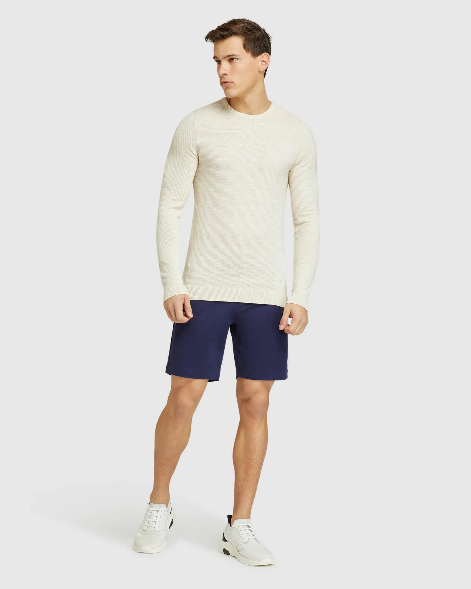 Arlo Textured Cotton Crew Neck Knit