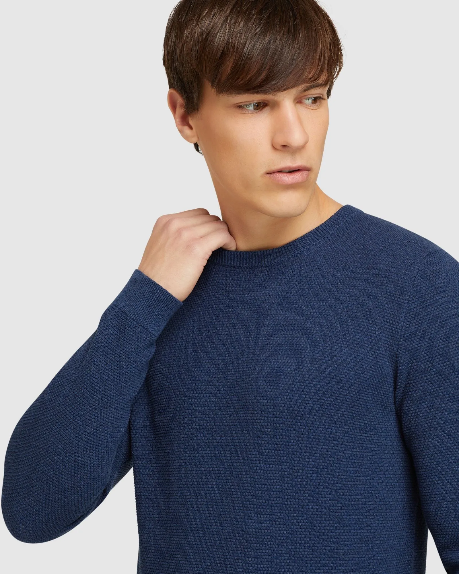 Arlo Textured Cotton Crew Neck Knit