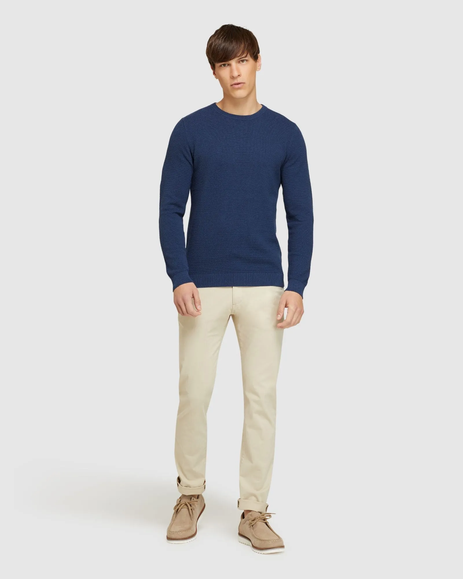 Arlo Textured Cotton Crew Neck Knit