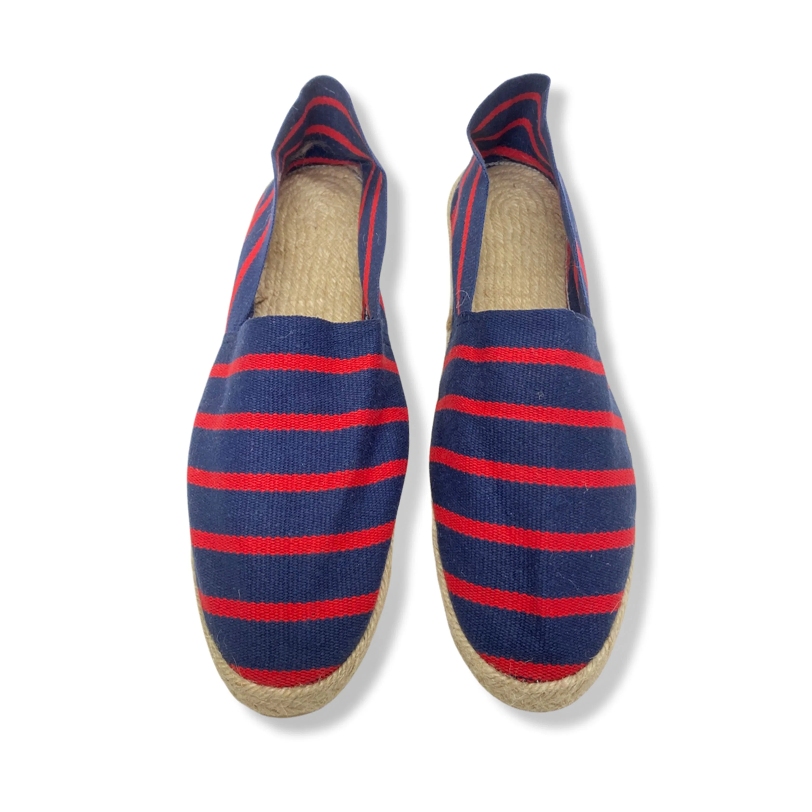 ARTISANAT FRANCAIS red and navy espadrilles