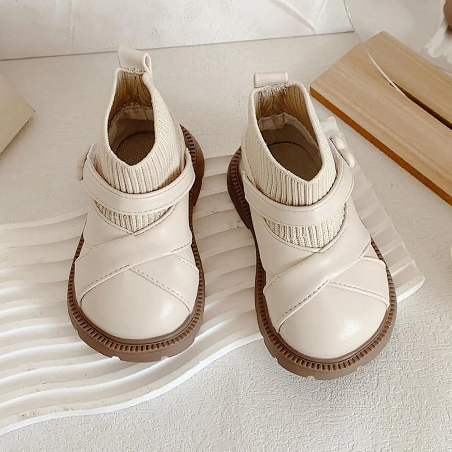 Baby Toddler Knitted First Walking Boot Boys Girls Soft Sole Anti Slip Socks Shoes Winter Warm Flat Dress Shoes