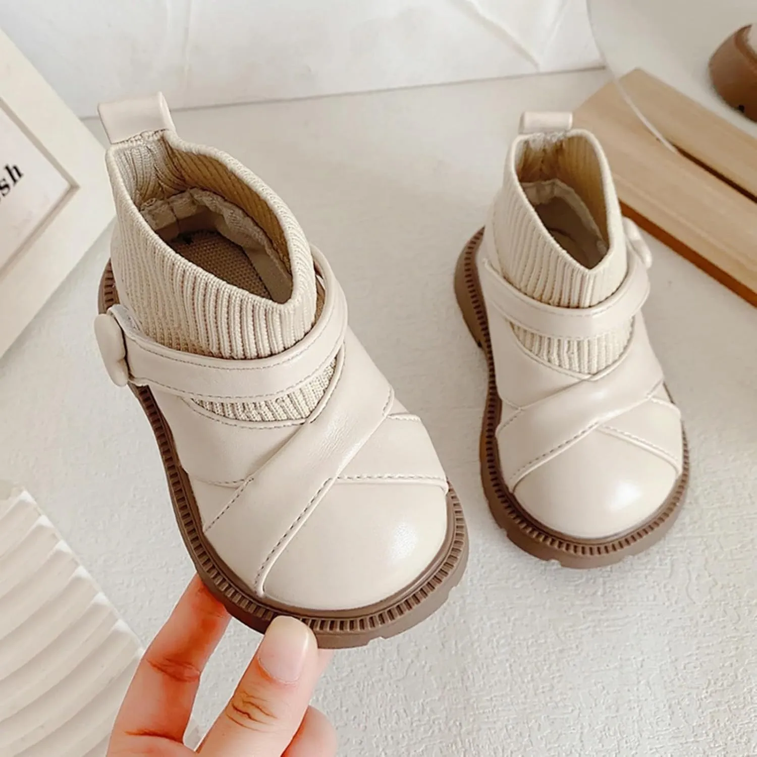 Baby Toddler Knitted First Walking Boot Boys Girls Soft Sole Anti Slip Socks Shoes Winter Warm Flat Dress Shoes