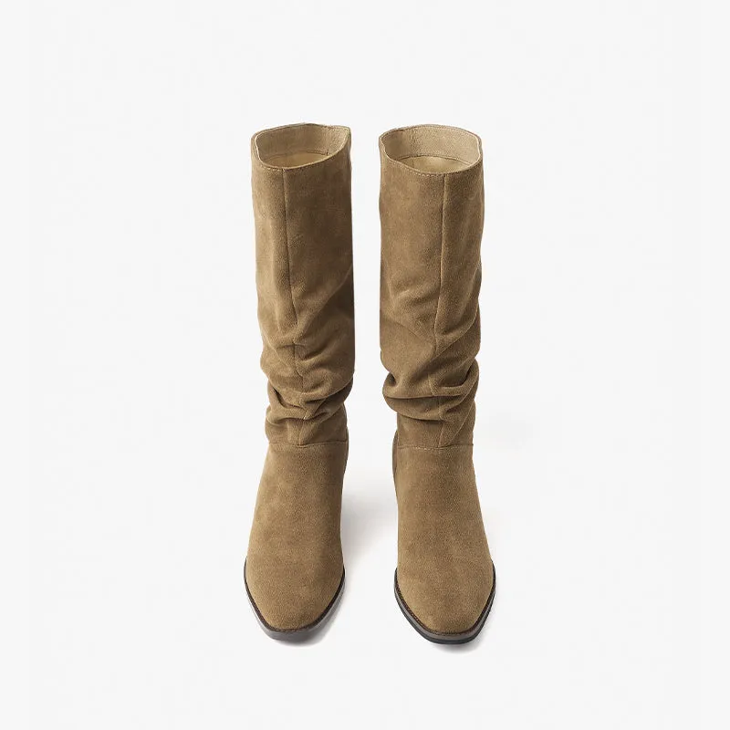 BeauToday Pointed Toe Cow Suede Boots for Women