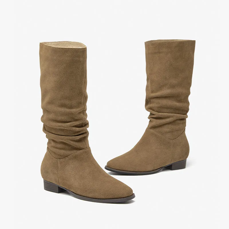 BeauToday Pointed Toe Cow Suede Boots for Women