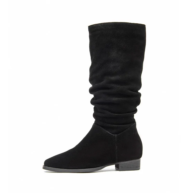 BeauToday Pointed Toe Cow Suede Boots for Women