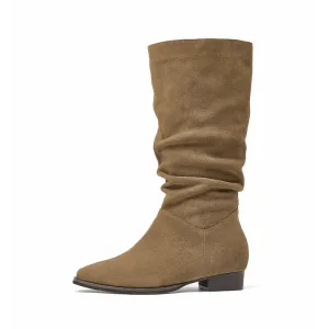 BeauToday Pointed Toe Cow Suede Boots for Women