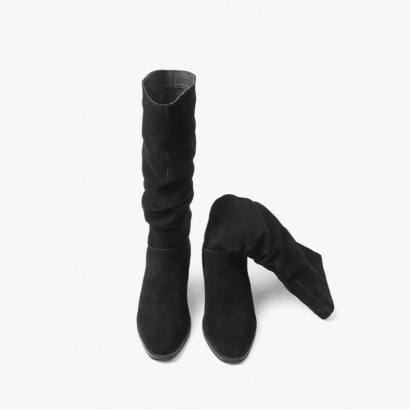 BeauToday Pointed Toe Cow Suede Boots for Women