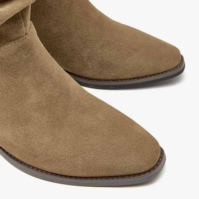 BeauToday Pointed Toe Cow Suede Boots for Women