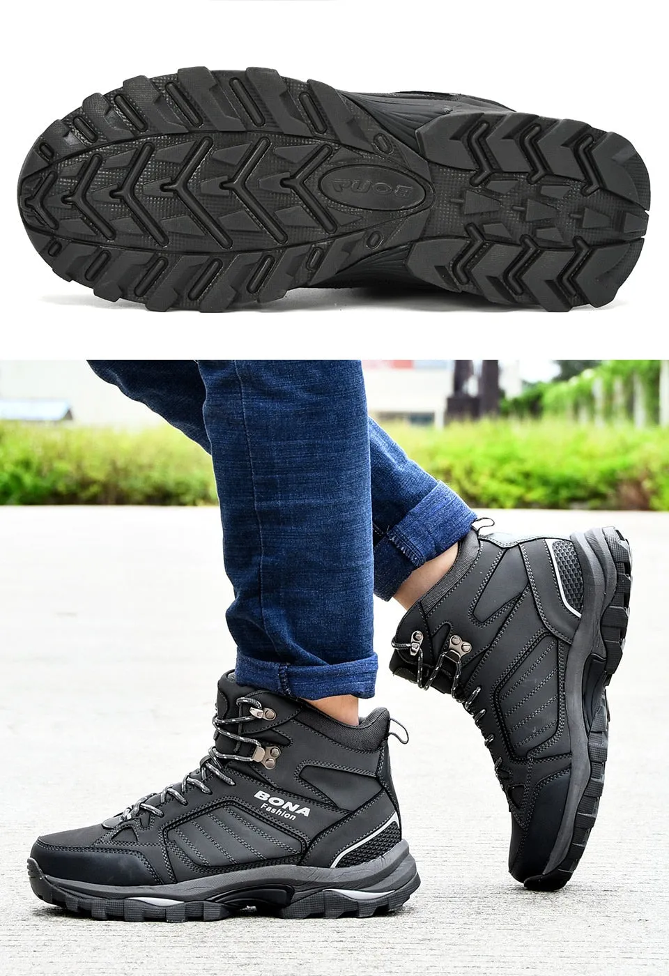 BONA Men Boots Anti-Skidding Leather Shoes Men Popular Comfy Spring Autumn Men Shoes Short Plush Snow Boots Durable Outsole