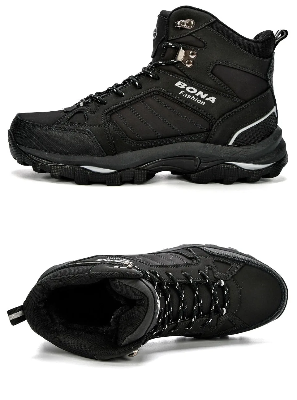 BONA Men Boots Anti-Skidding Leather Shoes Men Popular Comfy Spring Autumn Men Shoes Short Plush Snow Boots Durable Outsole