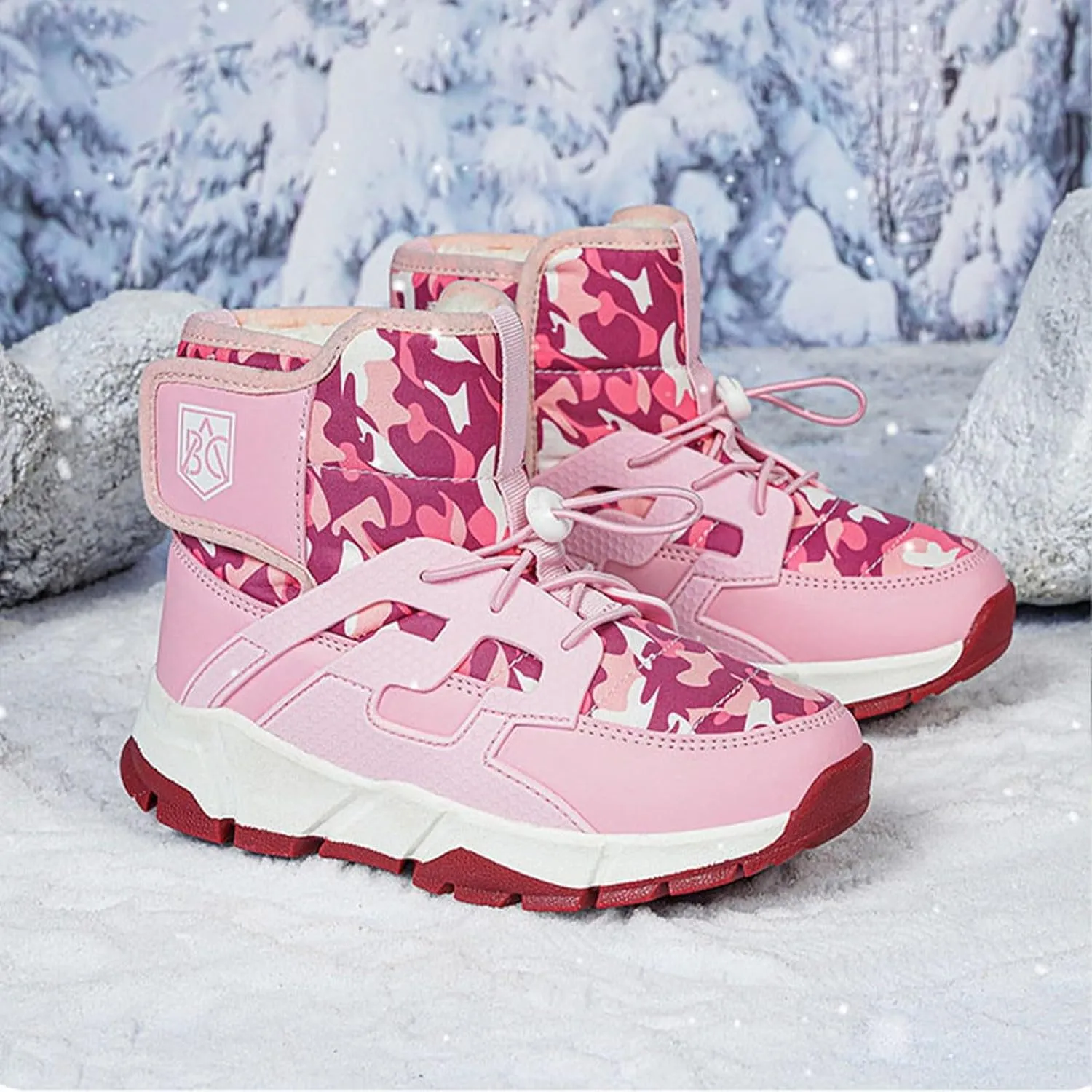 Boys Girls Snow Boots Waterroof Non Slip Outdoor Winter Shoes for Toddler Kids Thick Sole Furry Warm Cozy Shoes