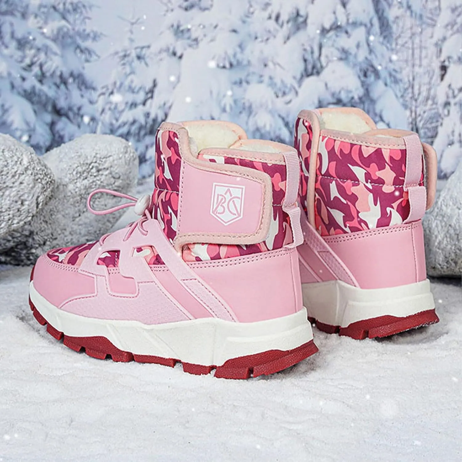 Boys Girls Snow Boots Waterroof Non Slip Outdoor Winter Shoes for Toddler Kids Thick Sole Furry Warm Cozy Shoes