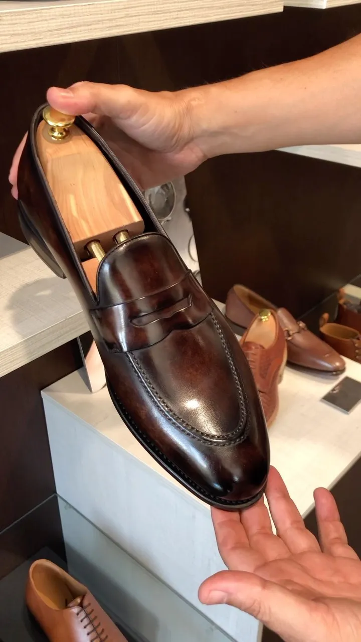 Brown Leather Altair Penny Slip On Loafers - AW24
