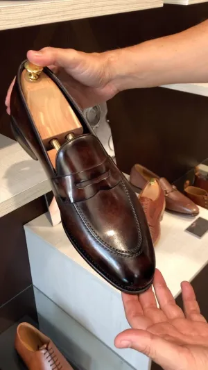 Brown Leather Altair Penny Slip On Loafers - AW24