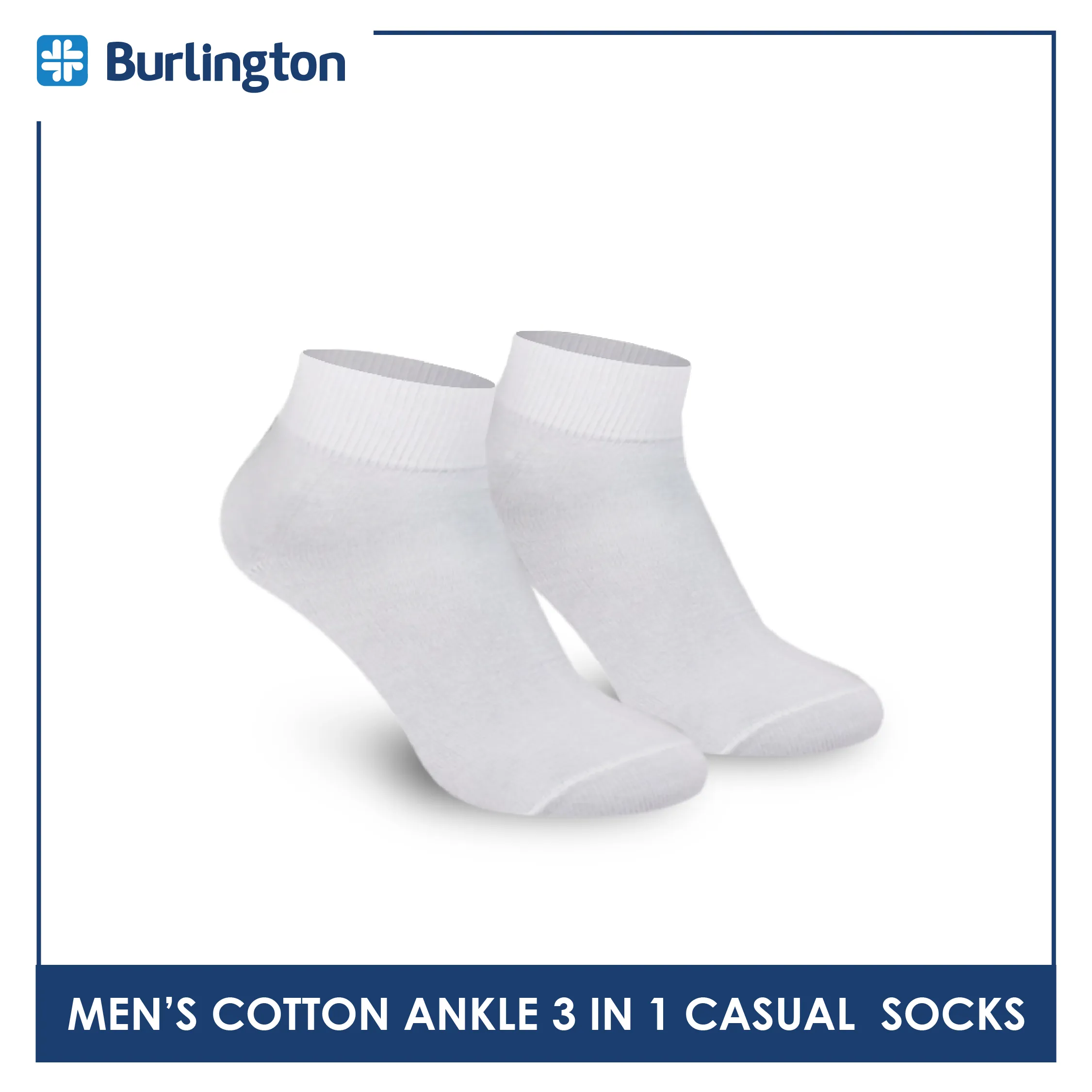 Burlington Men's Cotton Lite Thin Casual Ankle Socks 3 pairs in a pack 142
