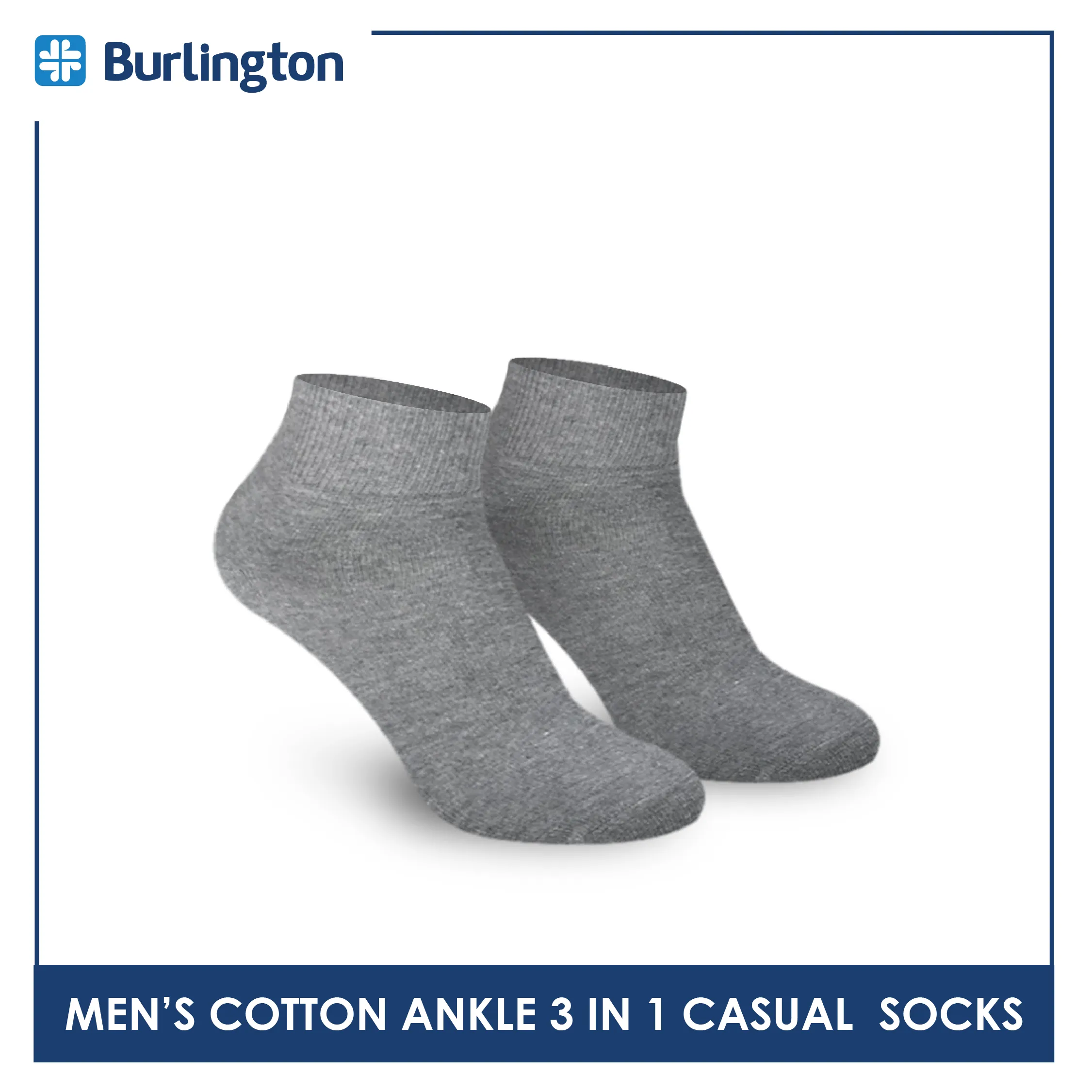 Burlington Men's Cotton Lite Thin Casual Ankle Socks 3 pairs in a pack 142
