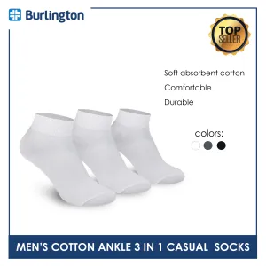 Burlington Men's Cotton Lite Thin Casual Ankle Socks 3 pairs in a pack 142