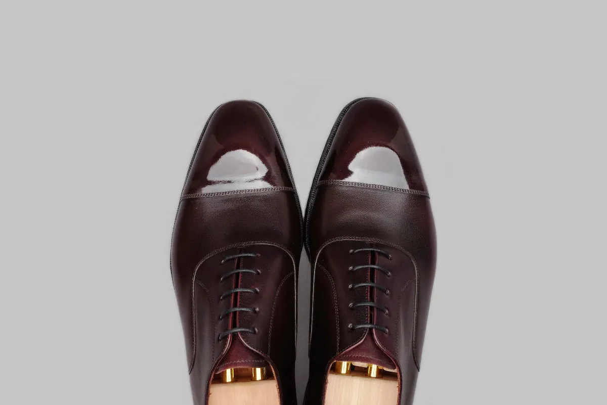 Cap Toe Oxford in Burgundy Calf Leather