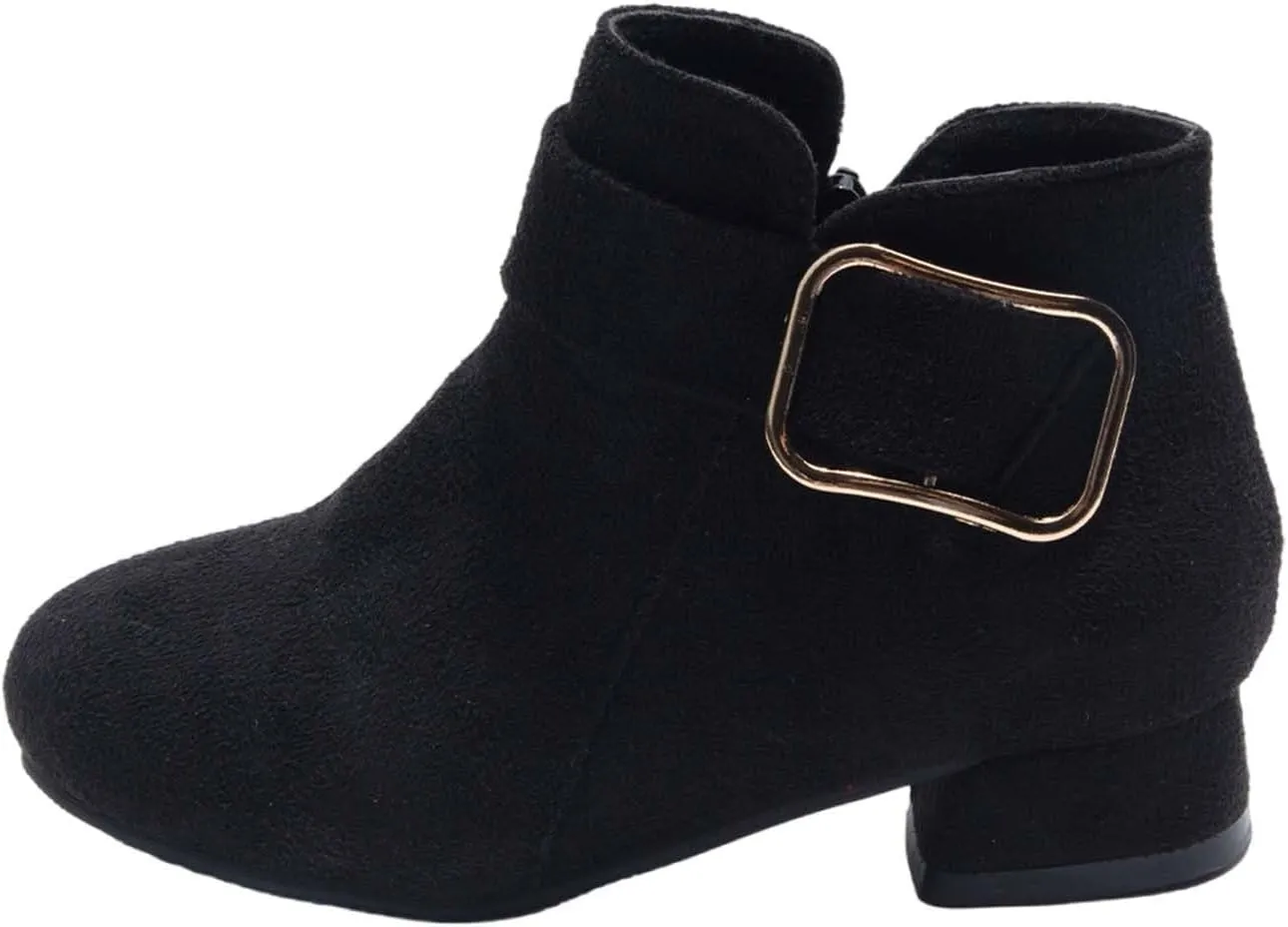 Chunky Low Heel Ankle Booties for Girls Side Zipper Winter Warm Comfortable Dress Shoes Little Girl Leather Boots
