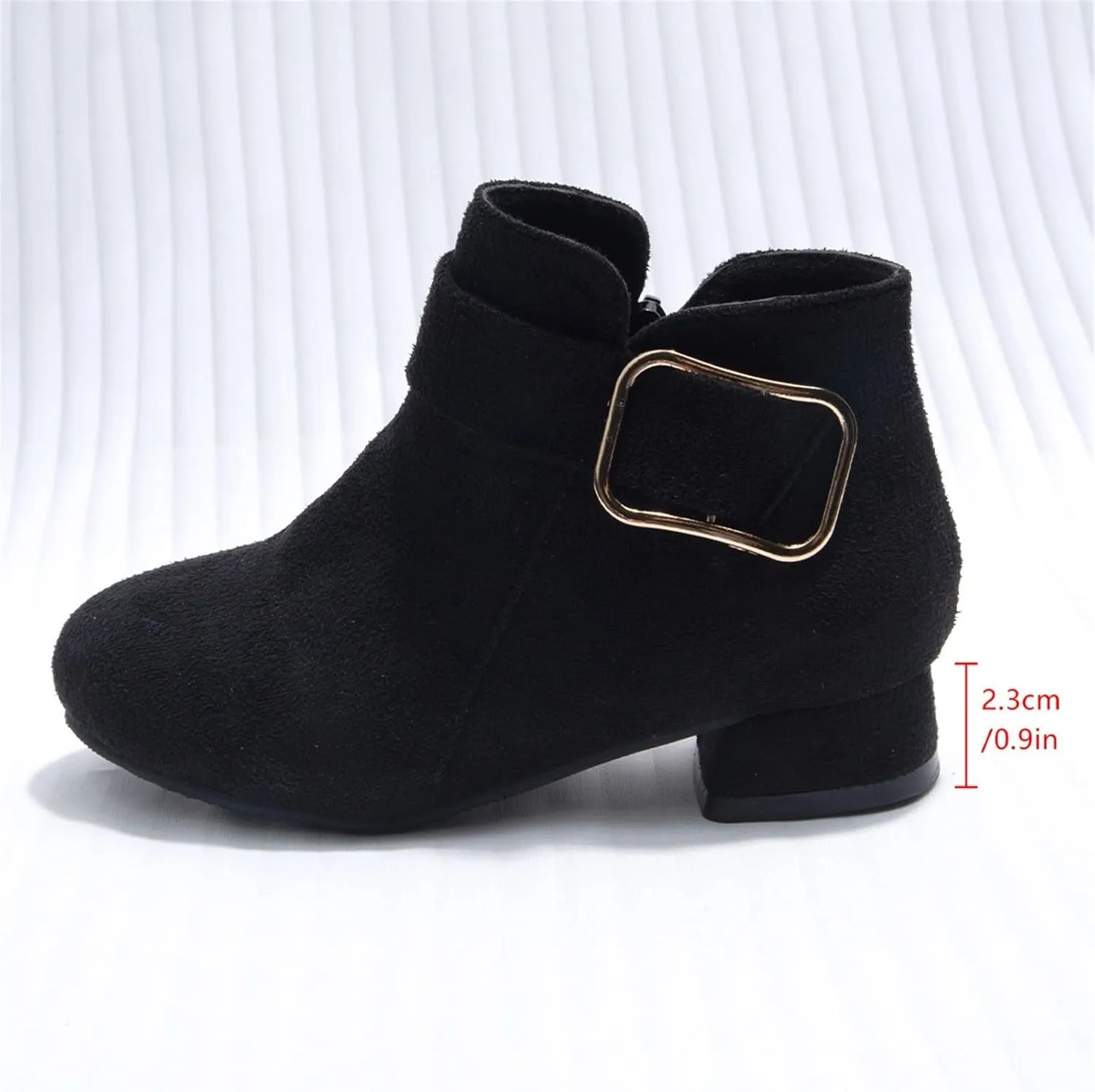 Chunky Low Heel Ankle Booties for Girls Side Zipper Winter Warm Comfortable Dress Shoes Little Girl Leather Boots
