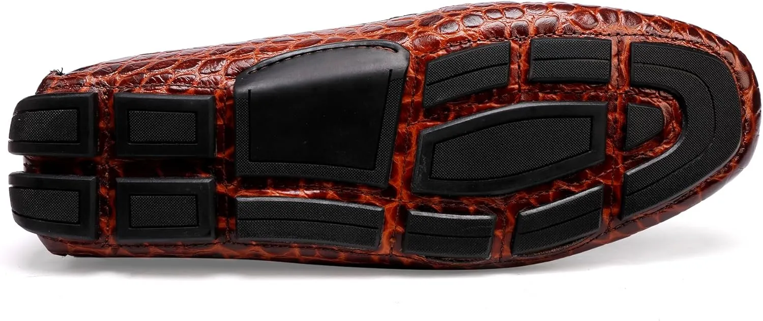 Classic Men's Leather Driving Loafer Casual Alligators Printed Metal Business Shoes Party Wedding Driving Moccasin