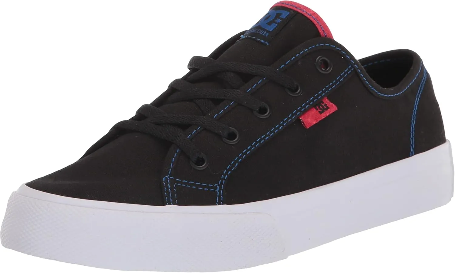 DC Boy's Manual Low Shoe Skate, Black/White/Red, 12 Big Kid