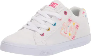 DC Girls Chelsea Low Shoe Skate, White/Monogram, 11 Big Kid
