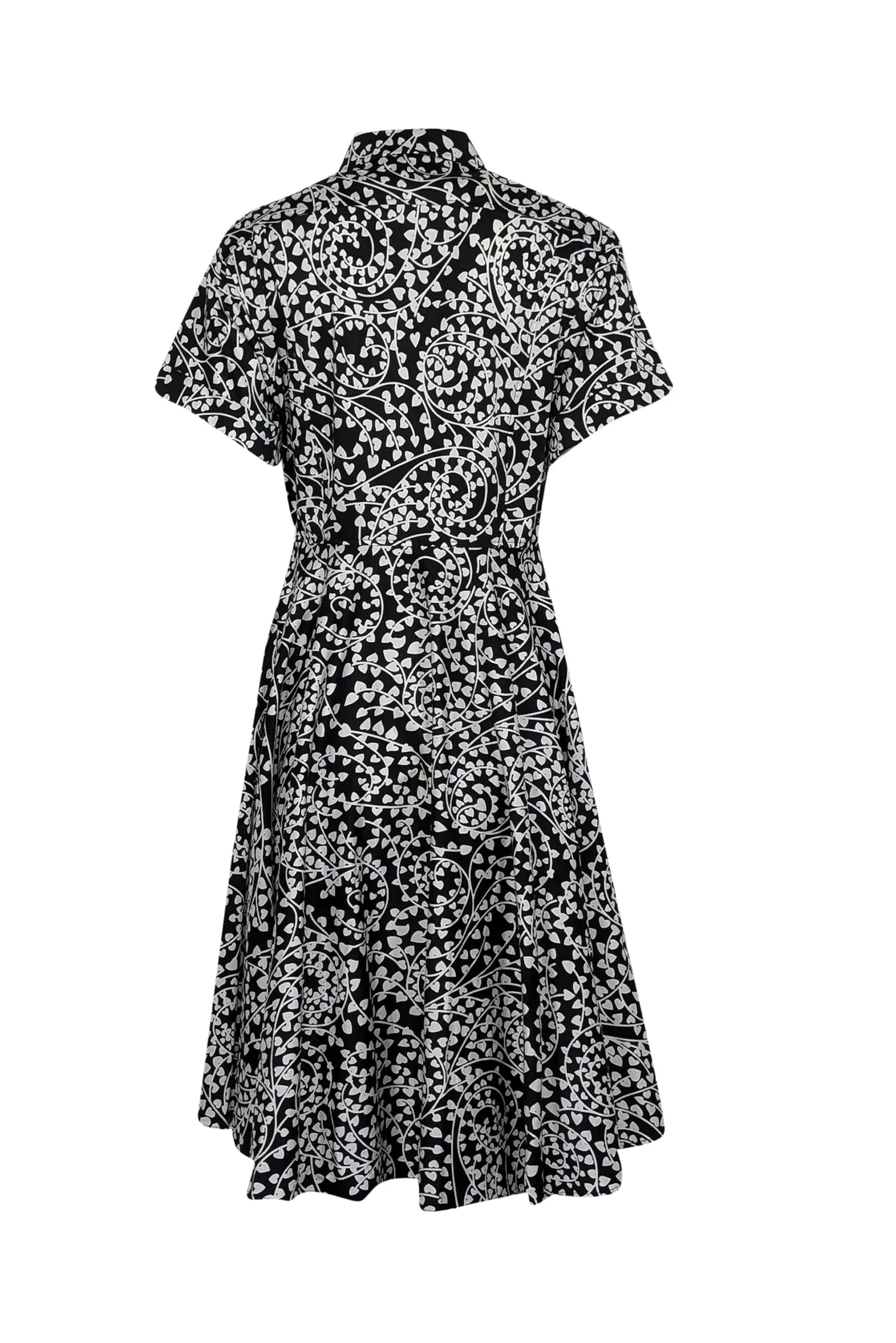 Diane von Furstenberg - Black & White Short Sleeve Collared Midi Dress Sz 6