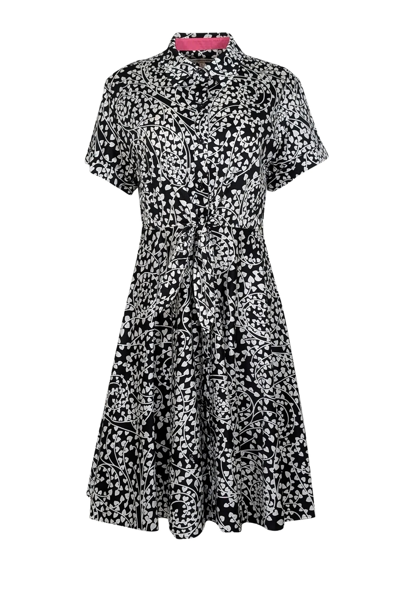 Diane von Furstenberg - Black & White Short Sleeve Collared Midi Dress Sz 6