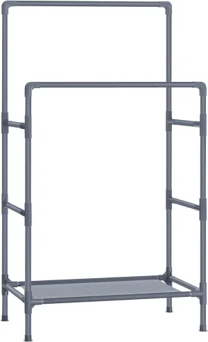 Durable Double Rail Metal Clothes Rack with Shelf - SONGMICS