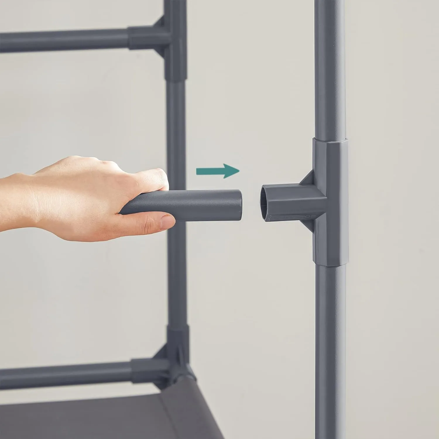 Durable Double Rail Metal Clothes Rack with Shelf - SONGMICS