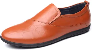 Easy to Put and Remove Loafer Shoes Driving Moccasins for Men Simple Lightweight Driving Loafers Leather Lightweight Anti-Slip Resistant Flat Heel Driving Slip On for All Occasions (Color : Brown, S