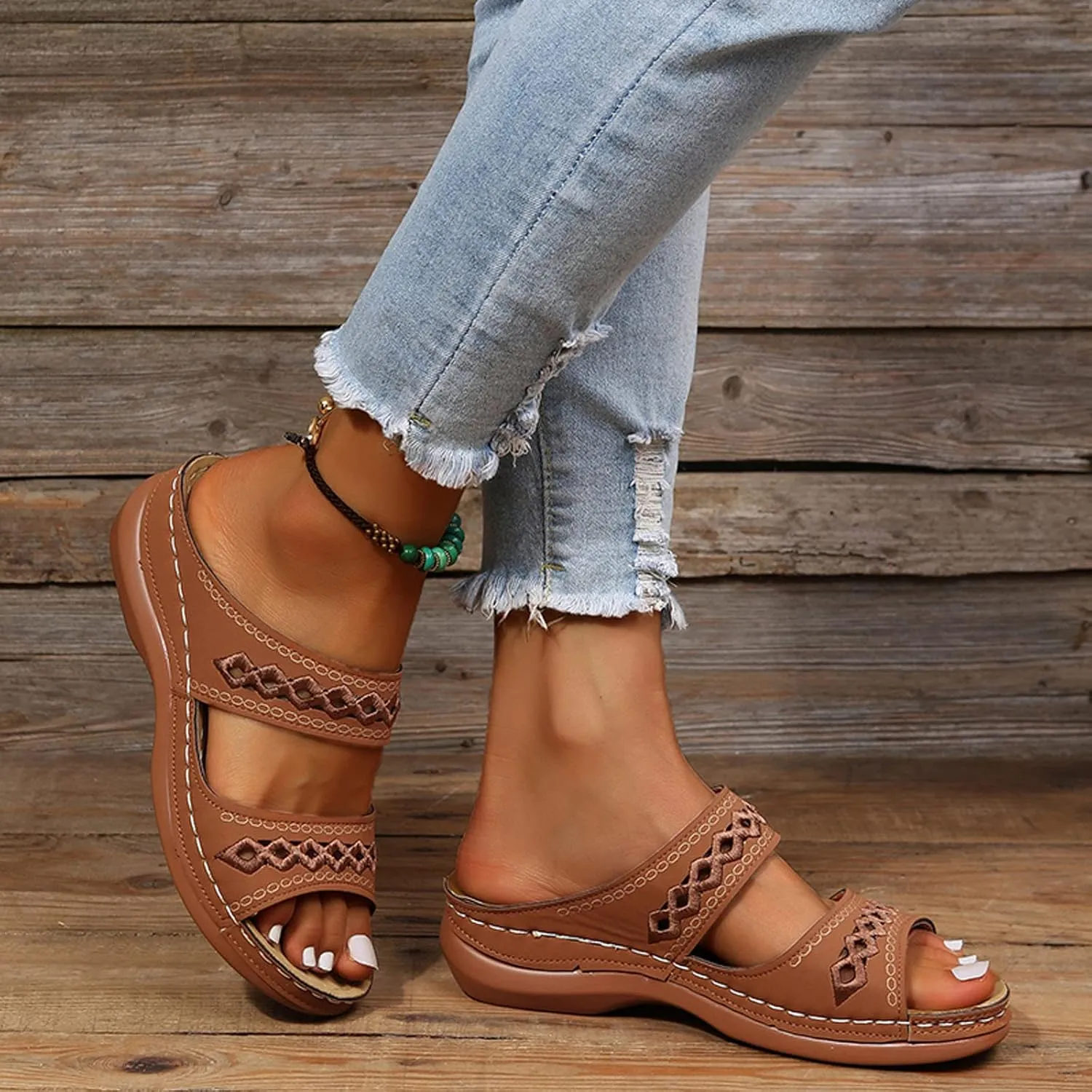 Eduavar Walking Sandals Women Comfort, Sandals Women Comfortable Slip On Sandals Open Toe Slip On Walking Sandals Shoes