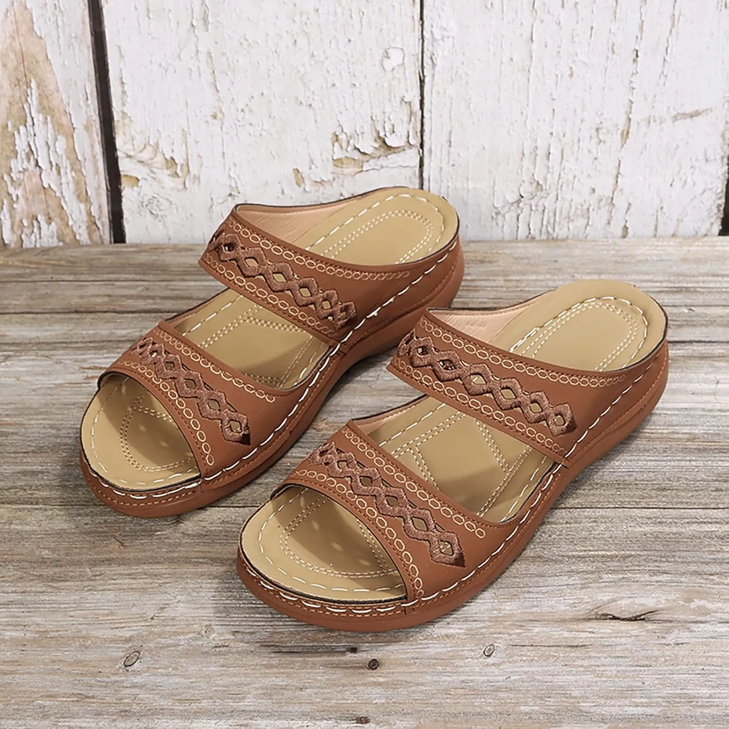 Eduavar Walking Sandals Women Comfort, Sandals Women Comfortable Slip On Sandals Open Toe Slip On Walking Sandals Shoes