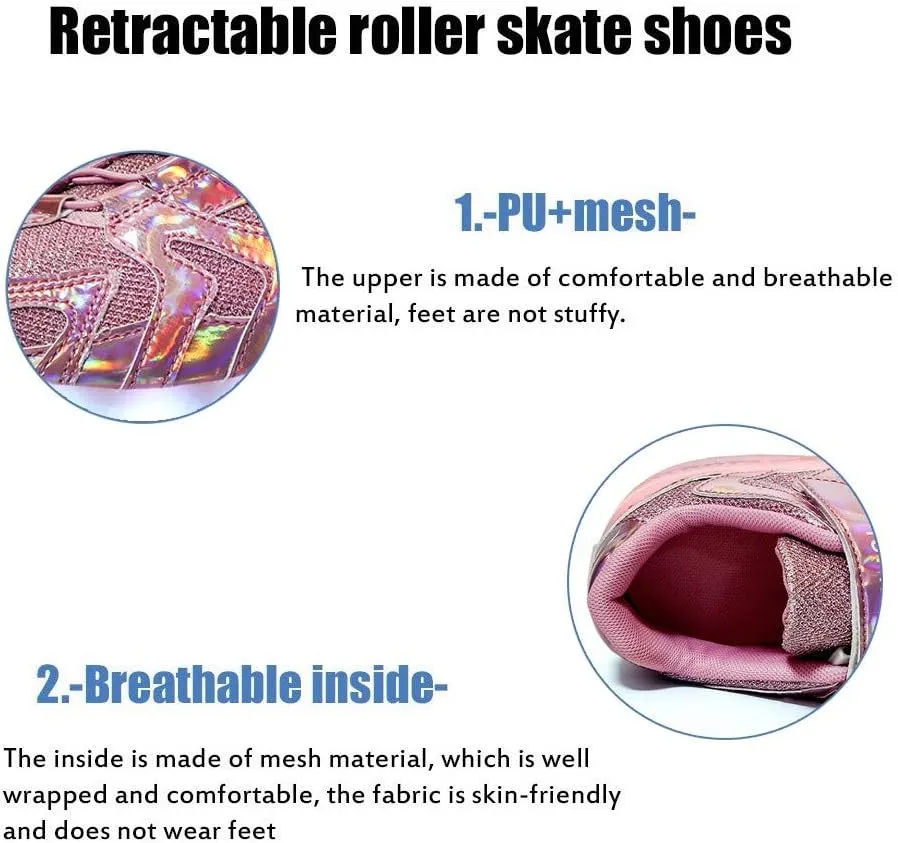 EEUK Led Shoes with Wheels, Retractable Roller Skate Shoes USB Rechargeable 7 Colors Led Wheeled Skate Sneaker Shoes for Girls Boys Thanksgiving Christmas Everyday Gift