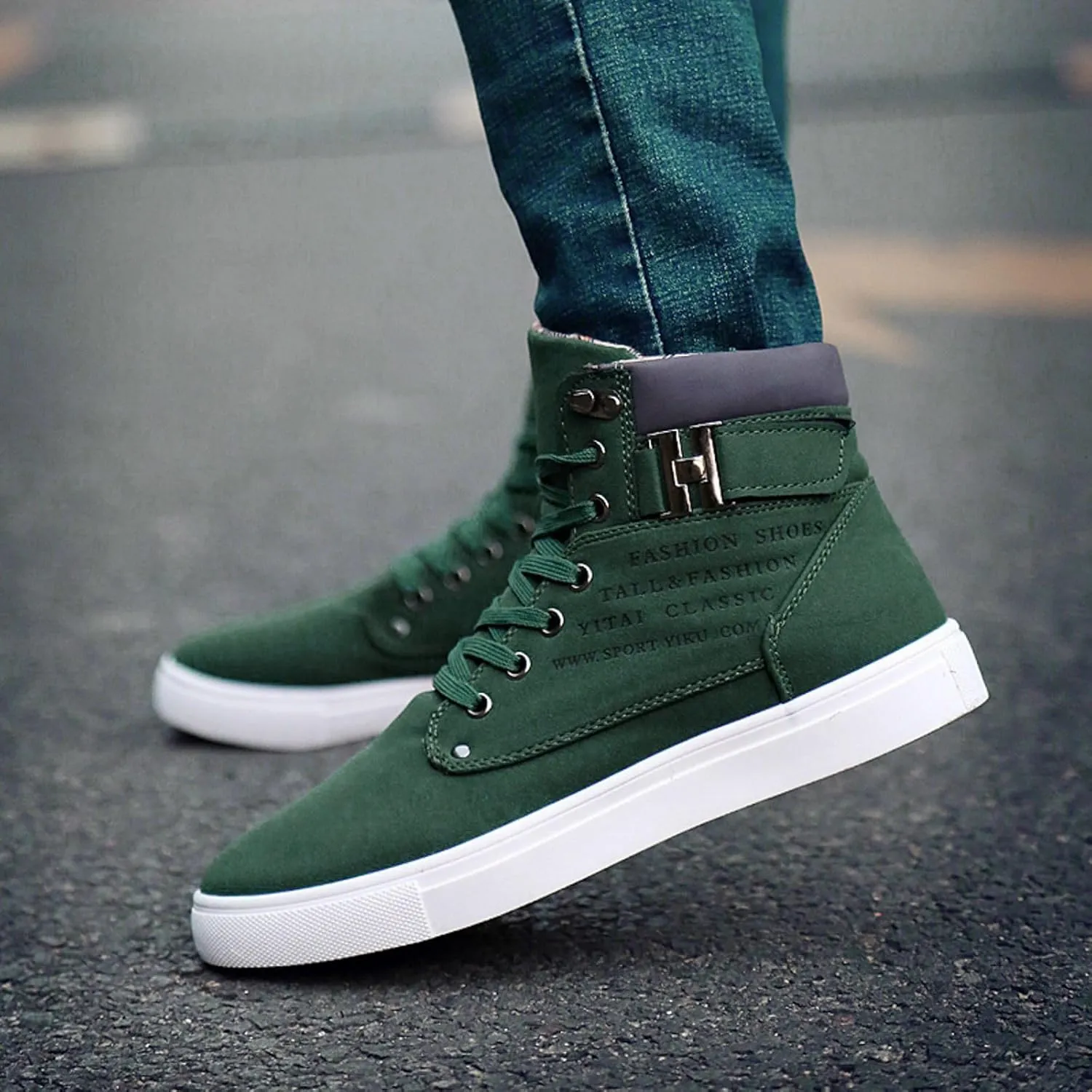 Flat Bottom Sport Shoes for Men Memory Foam Ankle Boots Comfort Lace Up Walking Boots Lightweight Casual Light Boots