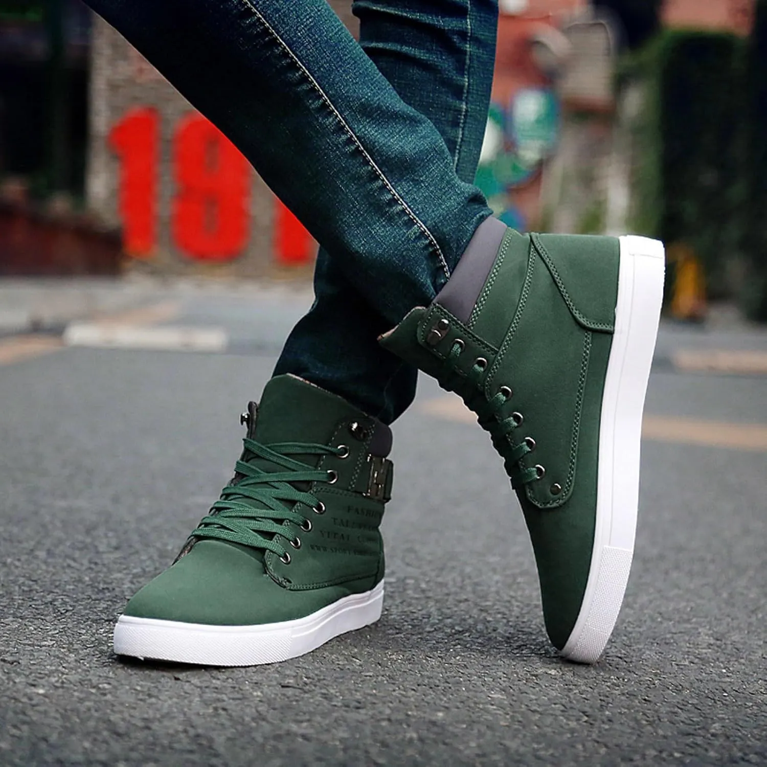 Flat Bottom Sport Shoes for Men Memory Foam Ankle Boots Comfort Lace Up Walking Boots Lightweight Casual Light Boots