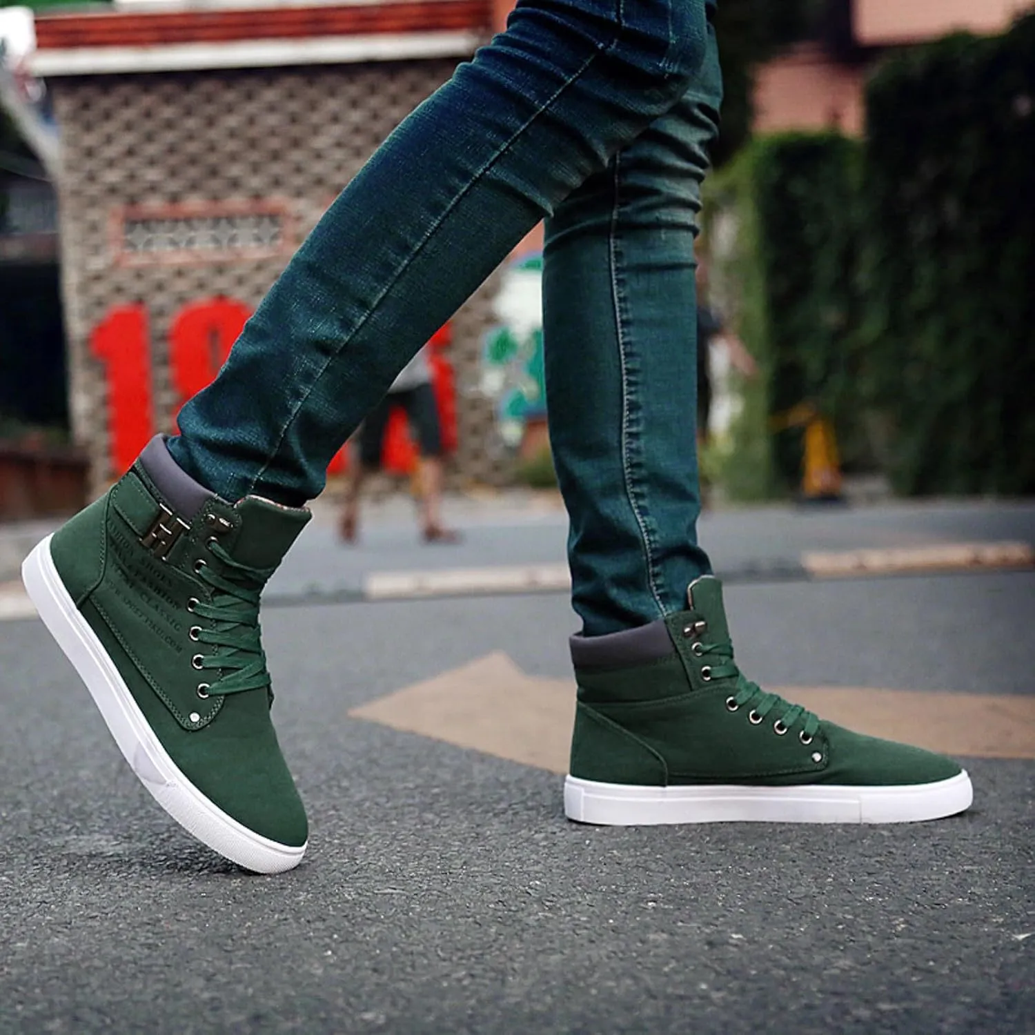 Flat Bottom Sport Shoes for Men Memory Foam Ankle Boots Comfort Lace Up Walking Boots Lightweight Casual Light Boots