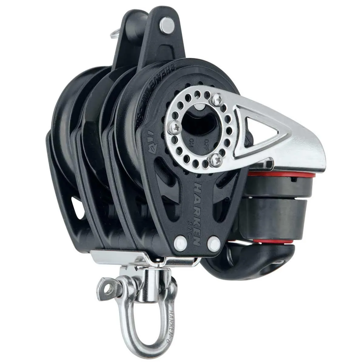Harken 57mm Triple Ratchet Block with Swivel, Becket and Cam Cleat - 2141