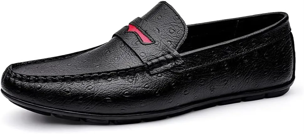 HOOENG Driving Moccasins Smoking Loafer for Men Simple Driving Loafers Penny Loafers Leather Flat Heel Flexible Resistant Lightweight Anti-Slip Driving (Color : Black, Size : 7)