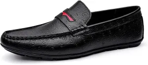 HOOENG Driving Moccasins Smoking Loafer for Men Simple Driving Loafers Penny Loafers Leather Flat Heel Flexible Resistant Lightweight Anti-Slip Driving (Color : Black, Size : 7)