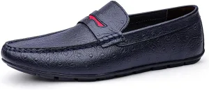 HOOENG Driving Moccasins Smoking Loafer for Men Simple Driving Loafers Penny Loafers Leather Flat Heel Flexible Resistant Lightweight Anti-Slip Driving (Color : Blue, Size : 8.5)