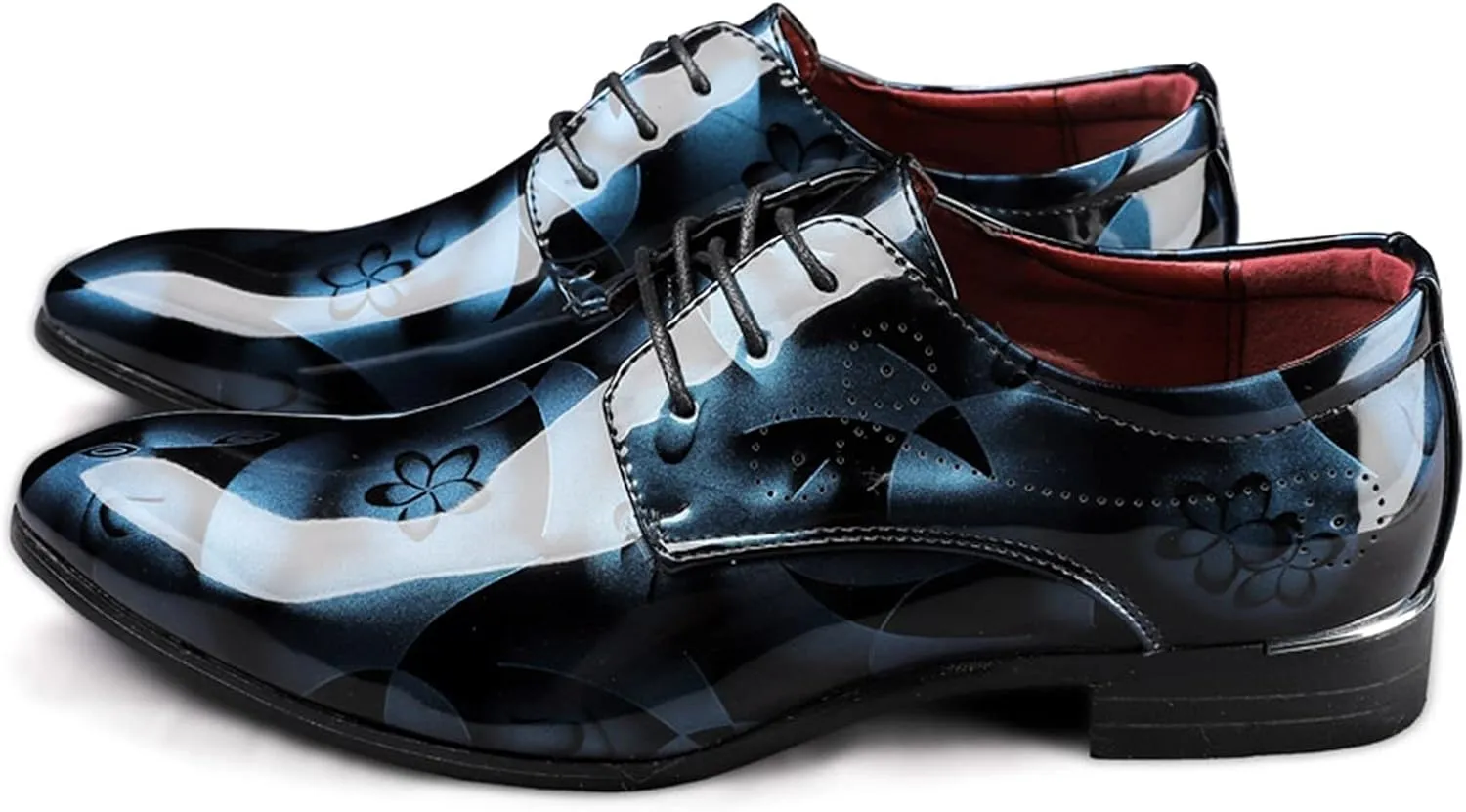 HOOENG Formal Shoes for Men Lace Up Brogue Floral Round Toe Derby Shoes Vegan Leather Anti-Slip Non Slip Resistant Party