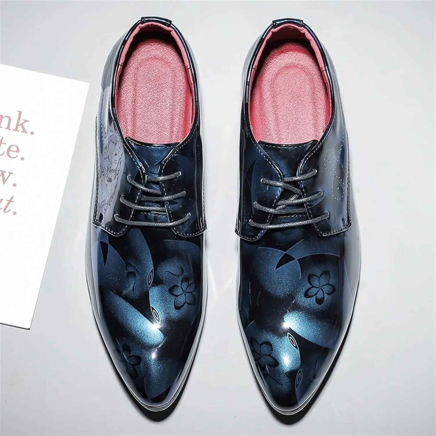 HOOENG Formal Shoes for Men Lace Up Brogue Floral Round Toe Derby Shoes Vegan Leather Anti-Slip Non Slip Resistant Party