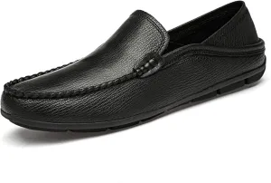 HOOENG Shoes Smoking Loafer for Men Stitching Details Genuine Leather Breathable Embossed Option Comfortable Flat Heel Soft Flexible Resistant Casual (Color : Black, Size : 7.5 M US)
