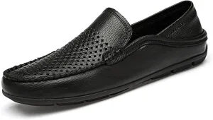 HOOENG Shoes Smoking Loafer for Men Stitching Details Genuine Leather Breathable Embossed Option Comfortable Flat Heel Soft Flexible Resistant Casual